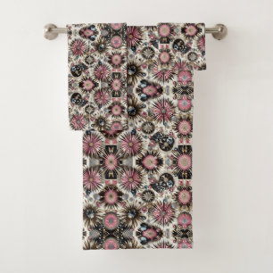 Elegant Pink Diamond Mid Century Modern Towel Set
