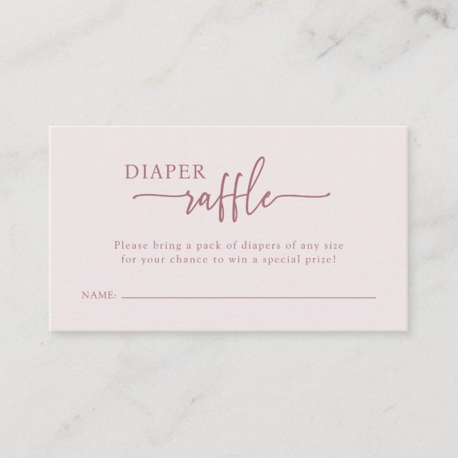 Elegant Pink Diaper Raffle Card (Front)