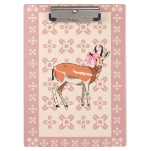 Elegant Pink Doe-patterned Christmas Clipboard