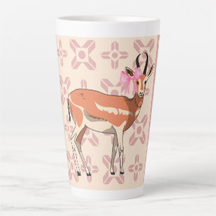 Elegant Pink Doe-patterned Christmas  Latte Mug