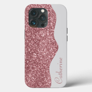 Elegant Pink Drip Glitter Custom Personalize Name iPhone 13 Pro Case