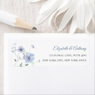 Elegant Pink & Dusty Blue Floral Return Address