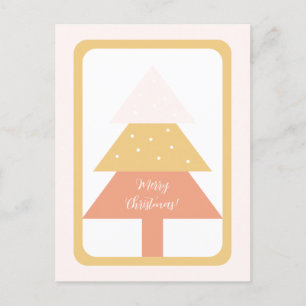 Elegant Pink Earthy Tones Merry Christmas Tree Postcard