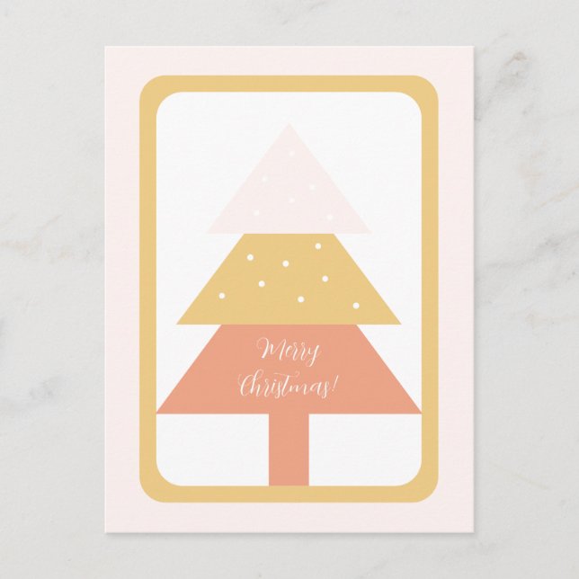 Elegant Pink Earthy Tones Merry Christmas Tree Postcard (Front)