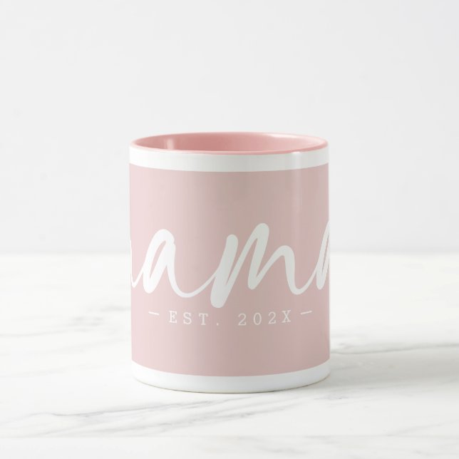 Elegant Pink Est, Year Text MAMA White Mug (Center)