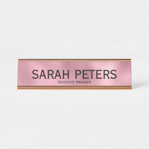 Elegant Pink Executive Manager Desk Name Plate
