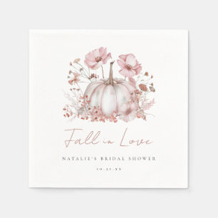 Elegant Pink Fall Pumpkin Bridal Shower Napkin