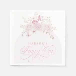 Elegant Pink Fancy One 1st Birthday Party Napkin