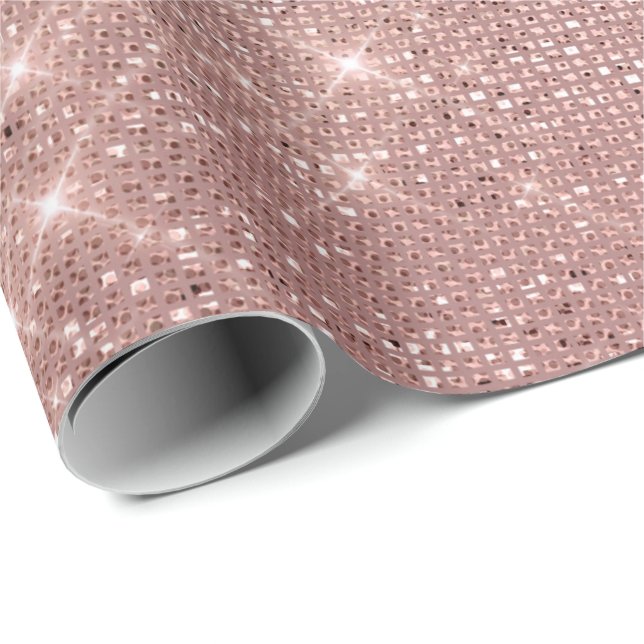 Elegant Pink Faux Rose Gold Glitter Wrapping Paper (Roll Corner)