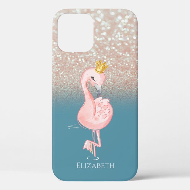 Elegant Pink Flamingo Crown Princess,Bokeh Case-Mate iPhone Case (Back)