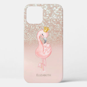 Elegant Pink Flamingo Crown Princess,Glitter Bokeh Case-Mate iPhone Case