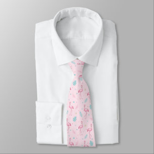 Elegant Pink Flamingo Exotic Pattern Tie