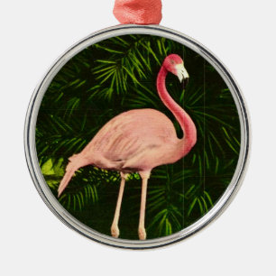 Elegant Pink Flamingo Metal Tree Decoration