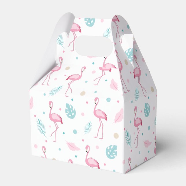     Elegant Pink Flamingo Pattern Favour Box (Front Side)