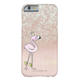 Elegant Pink Flamingo Princess, Glitter Bokeh Barely There iPhone 6 Case