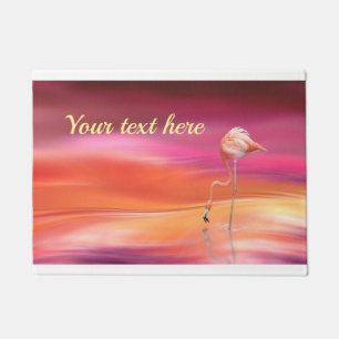 Elegant Pink Flamingo Surreal Pastels Personalise Doormat