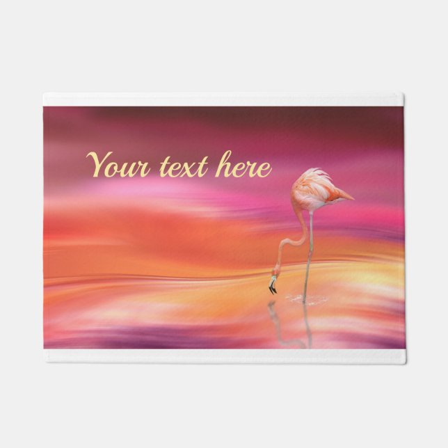Elegant Pink Flamingo Surreal Pastels Personalise Doormat (Front)