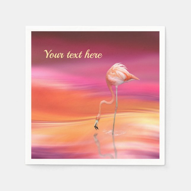 Elegant Pink Flamingo Surreal Pastels Personalise Napkin (Front)