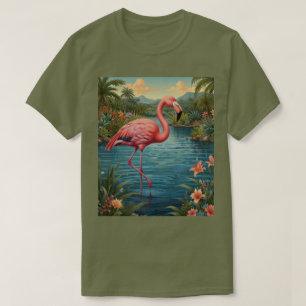 Elegant pink flamingo tropical paradise lagoon T-Shirt