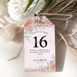 Elegant Pink Floral 16th Birthday Thank You Gift Tags<br><div class="desc">Chic girly pink and rose gold 16th birthday party invitation, featuring pastel pink watercolor florals with succulent greenery and rose gold glitter. The elegant birthday template is advertised with 'Shhh... It's a Surprise' but this can be deleted if required. The design includes calligraphy script and all text is easy to...</div>