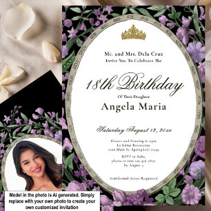 Elegant Pink Floral 18th Birthday Debut Invitation