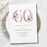 Elegant Pink Floral 60th Birthday  Invitation<br><div class="desc">Elegant pink floral 60th birthday invitation. Easy to change the text. Pretty watercolor floral.</div>