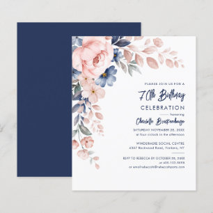 Elegant Pink Floral 80th Birthday Party Invitation