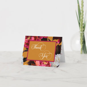 Elegant Pink Floral and Gold Islamic Wedding RSVP Thank You Card