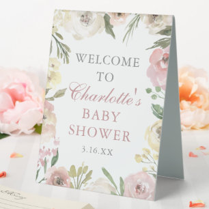 Elegant Pink Floral Baby Shower Custom Welcome