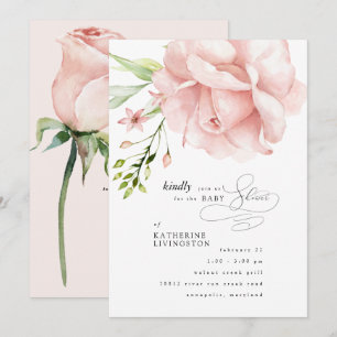 Elegant Pink Floral Baby Shower Invitation