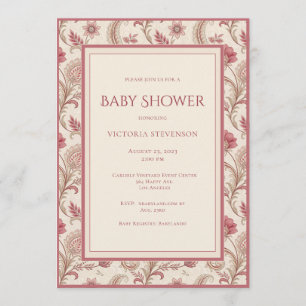 Elegant Pink Floral Baby Shower Invitation