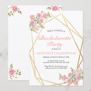 Elegant Pink Floral Bachelorette Party Invitation