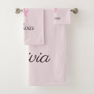 Elegant Pink Floral Ballerina Personalised Name Bath Towel Set