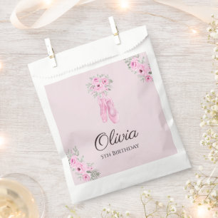 Elegant Pink Floral Ballerina Shoes Girls Birthday Favour Bags