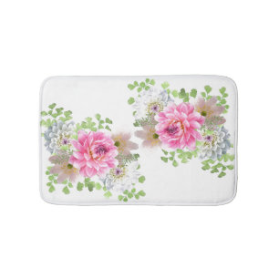 Elegant Pink Floral Bath Mat