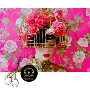 Elegant Pink Floral Birdcage Hat Decoupage Tissue Paper