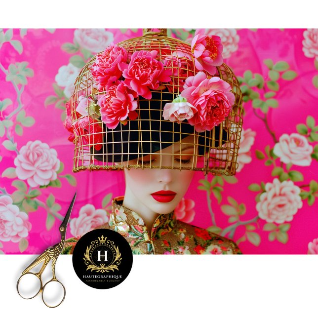 Elegant Pink Floral Birdcage Hat Decoupage Tissue Paper (Creator Uploaded)