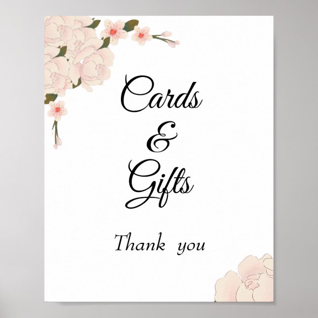 Elegant Pink Floral Blossom Wedding Card Gift Sign (Front)