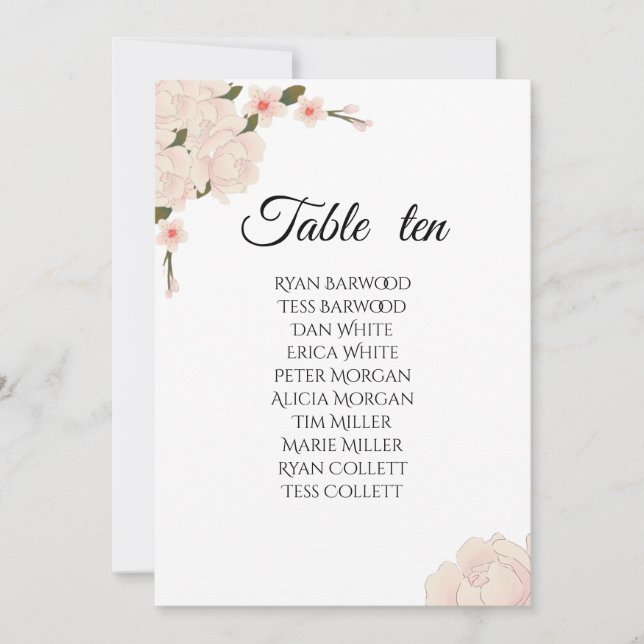 Elegant Pink Floral Blossom Wedding Seating Chart  Invitation (Front)