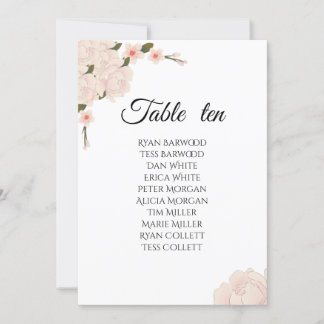 Elegant Pink Floral Blossom Wedding Seating Chart  Invitation