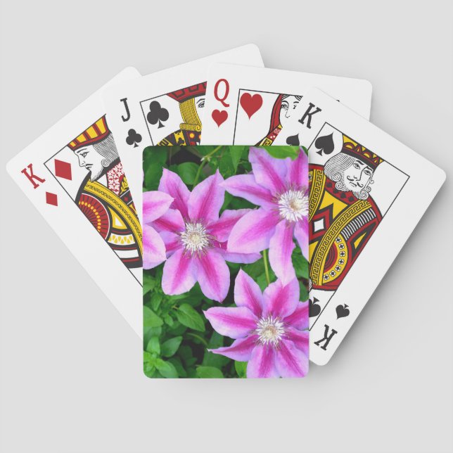 Elegant pink floral boho greenery playing cards (Back)