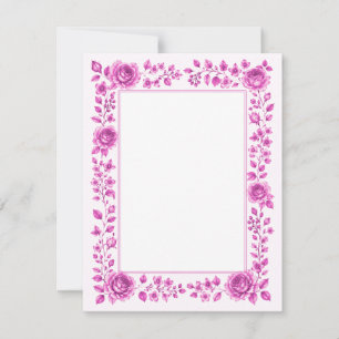 Elegant Pink Floral Border Card