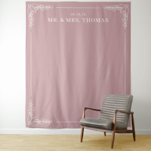 Elegant Pink Floral Border Tapestry