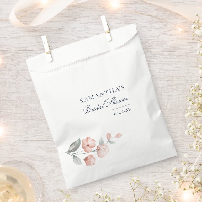 Elegant Pink Floral Botanical Bridal Shower Favour Bags (Clipped)