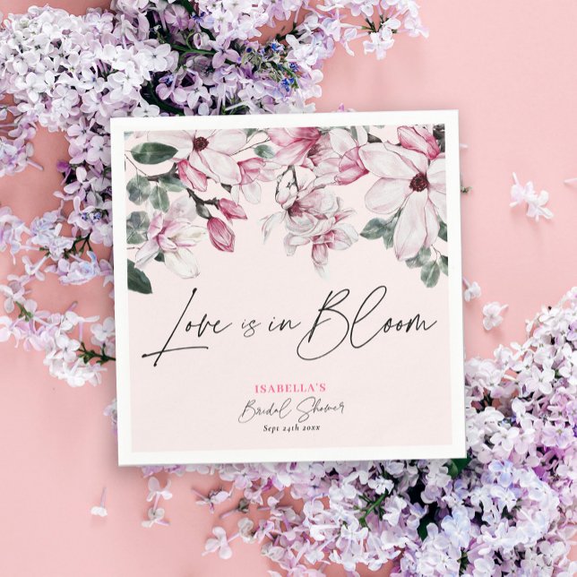 Elegant Pink Floral Botanical Bridal Shower Napkin (Creator Uploaded)