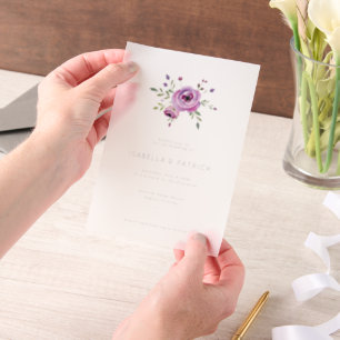 Elegant Pink Floral Botanical Illustration Vellum Invitations