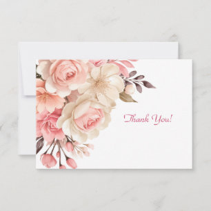 Elegant Pink Floral Bouquet Flat  Card