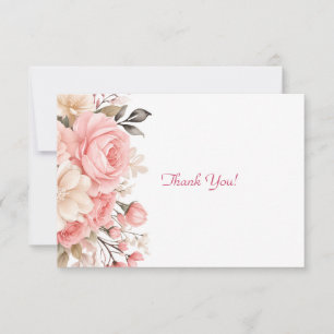 Elegant Pink Floral Bouquet Flat  Card
