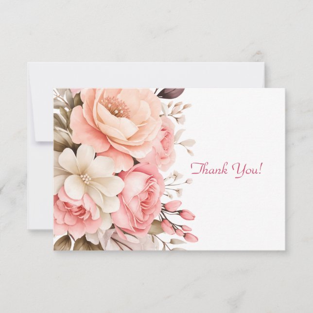Elegant Pink Floral Bouquet Flat  Card (Front)
