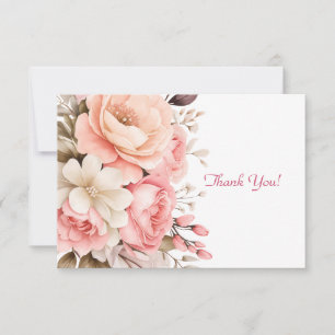 Elegant Pink Floral Bouquet Flat  Card